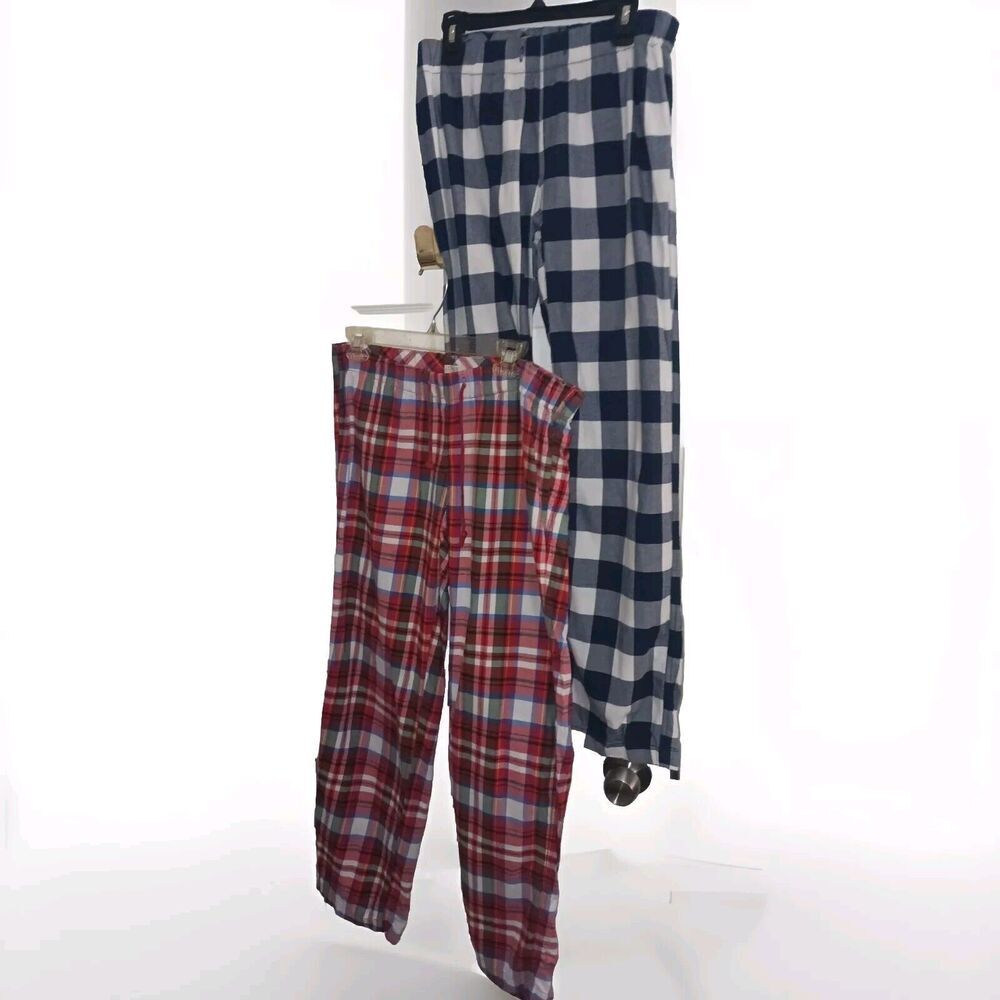 J.Crew Flannel Pajama Pants Red Plaid & Navy White Buffalo Check Women Medium